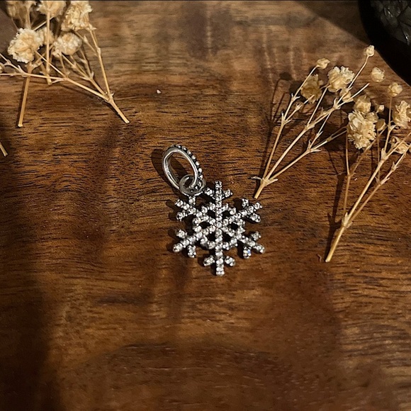 Pandora Silver CZ Winter Kiss Christmas Snowflake Charm - Picture 1 of 5